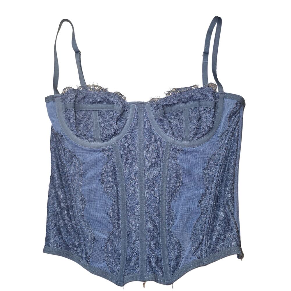 Coquette Cottagecore Blue Lace Corset Top Size XS